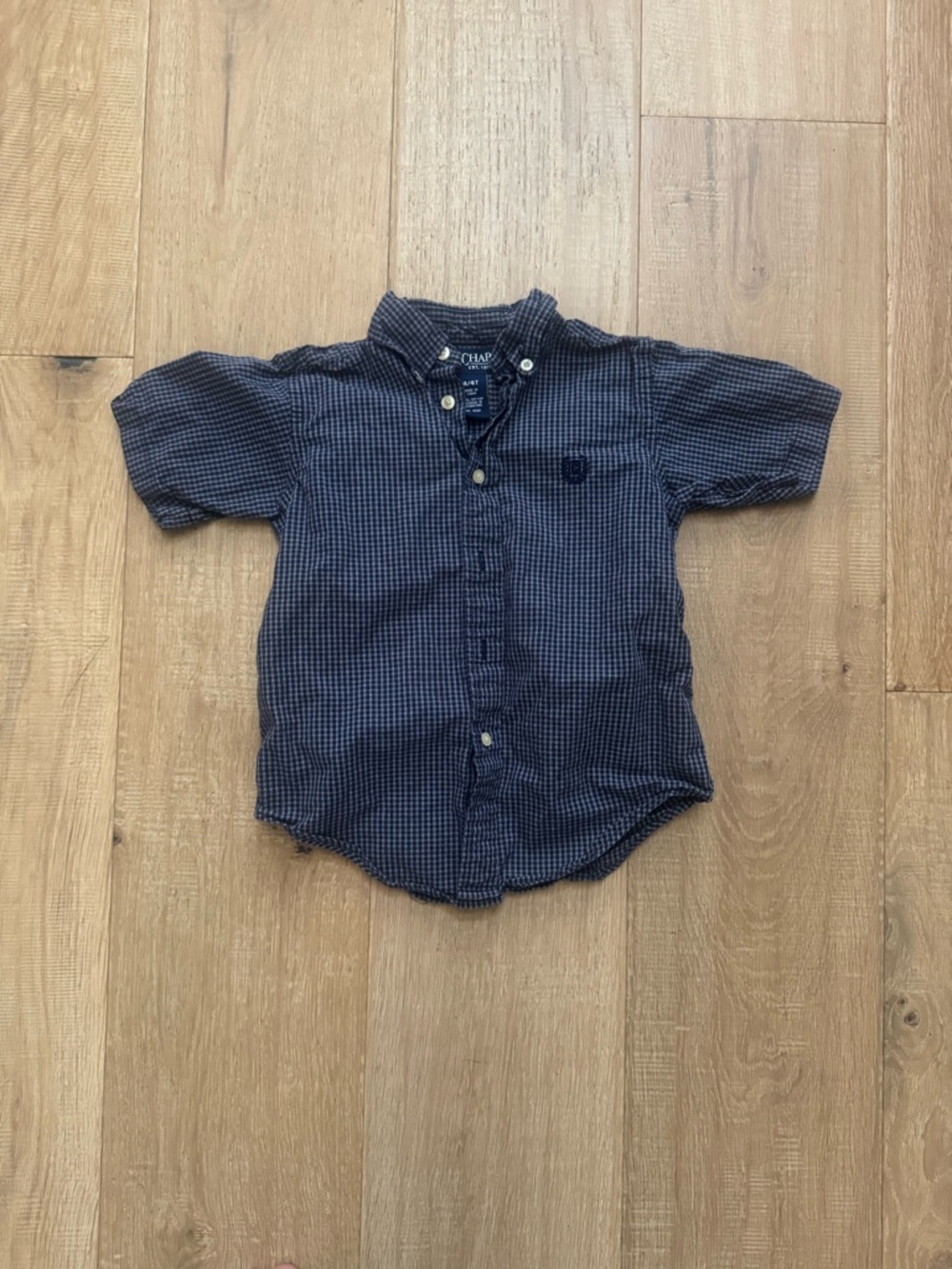 Chaps Navy and White Check Button-Down Shirt